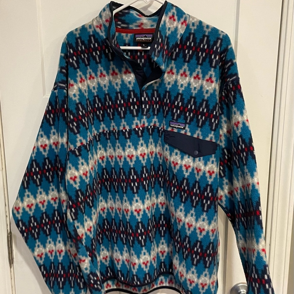 Men's Patagonia Synchilla Snap-T Fleece Forest Carpet Deep Sea Blue XS Small